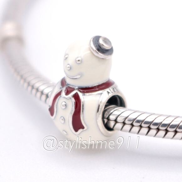 PANDORA Retired Happy Snowman Charm - 791406ENMX - Picture 1 of 10